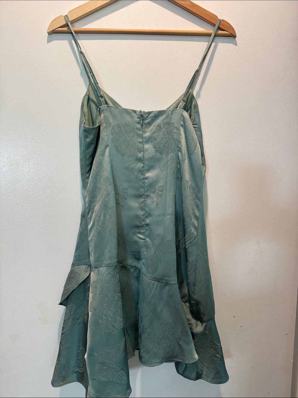 Alter’d State Satin Slip Dress with Ruffle Hem - Sage Green - Picture 7 of 16